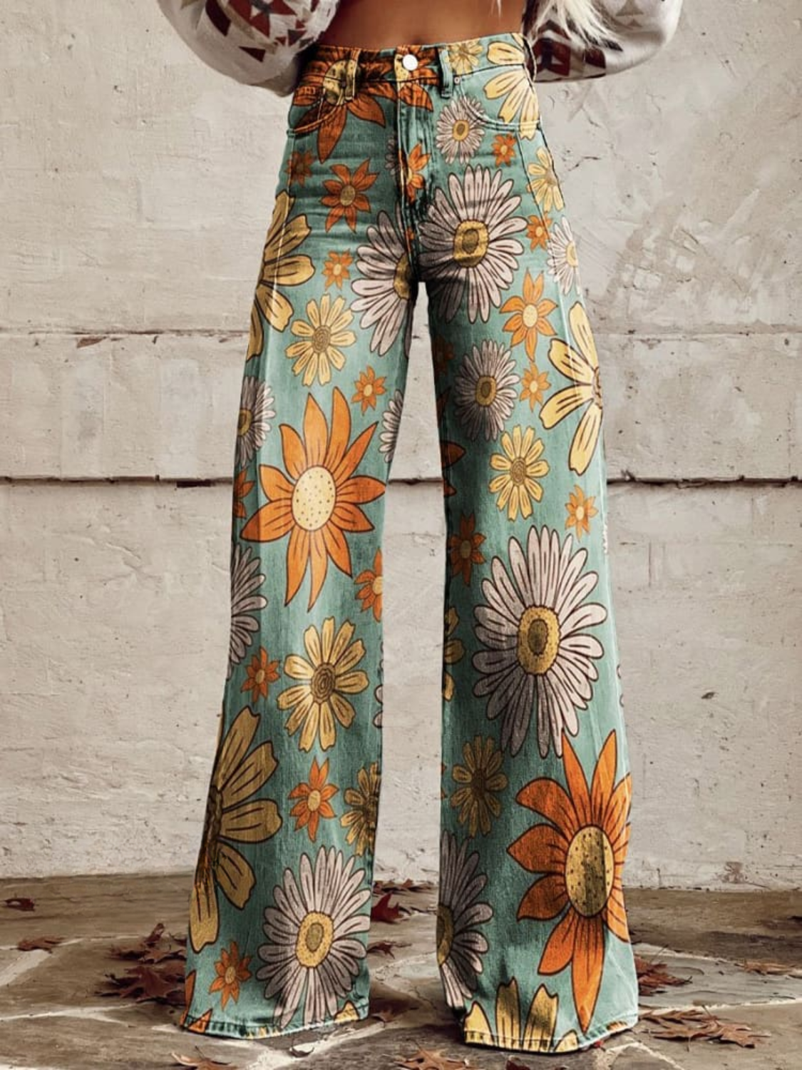 CIRILLA | Vintage Palazzo-broek met bloemenmotief