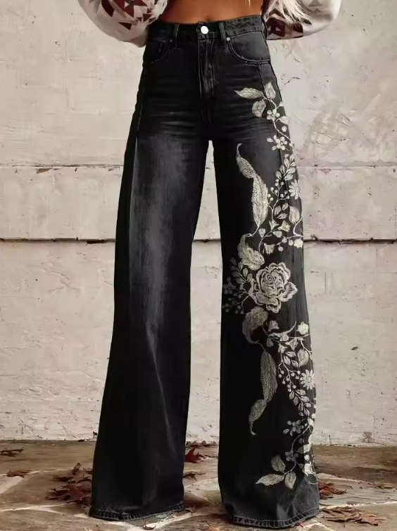 ECSLISSI | Vintage Noir Floral Chic Broek