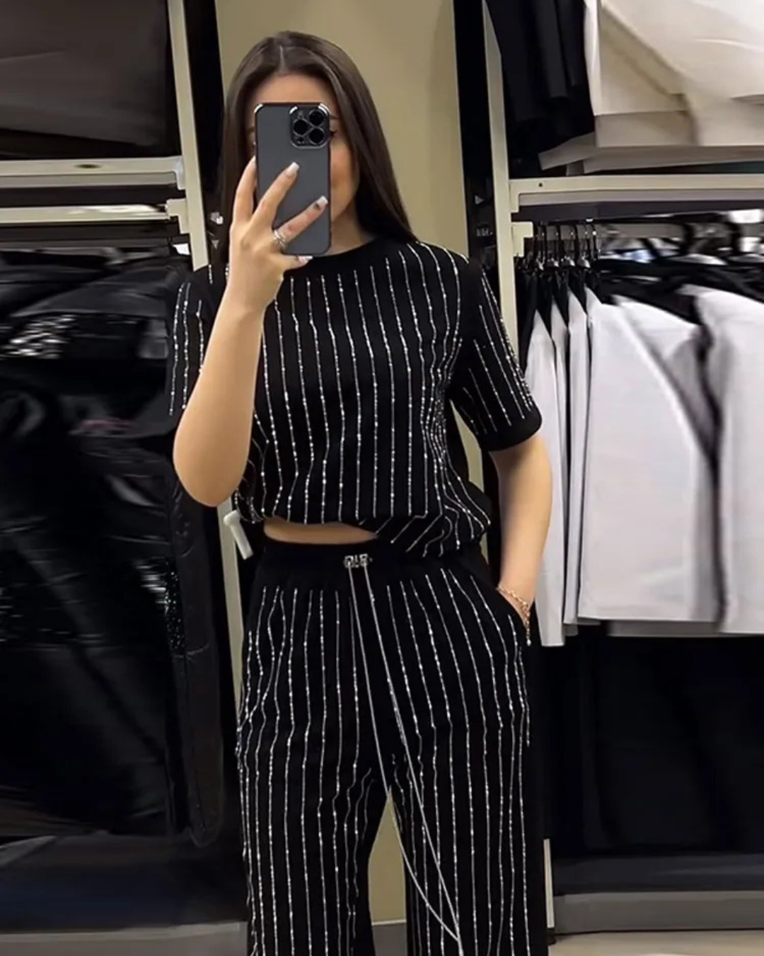 Mavina | Elegante Gestreepte Tweedelige Set