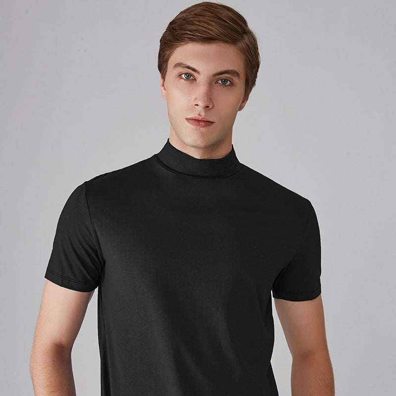 👕Heren slim-fit T-shirt met hoge hals