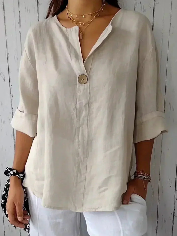 Dames Zomerblouse met V-hals en Knoopdetail