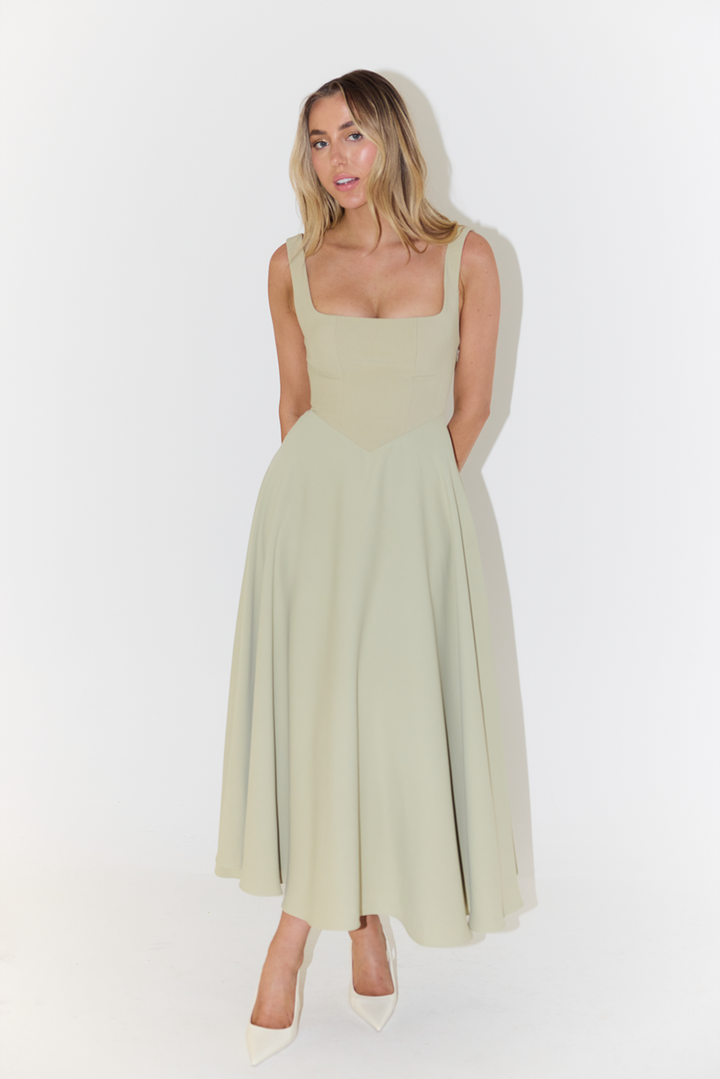 Paloma | Midi Jurk met Vierkante Hals
