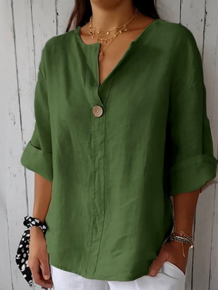 Dames Zomerblouse met V-hals en Knoopdetail