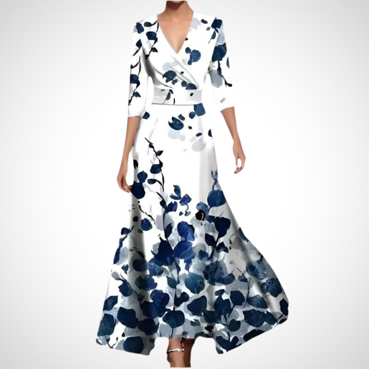 Dames Zomer Maxi Jurk met V-Hals en Print