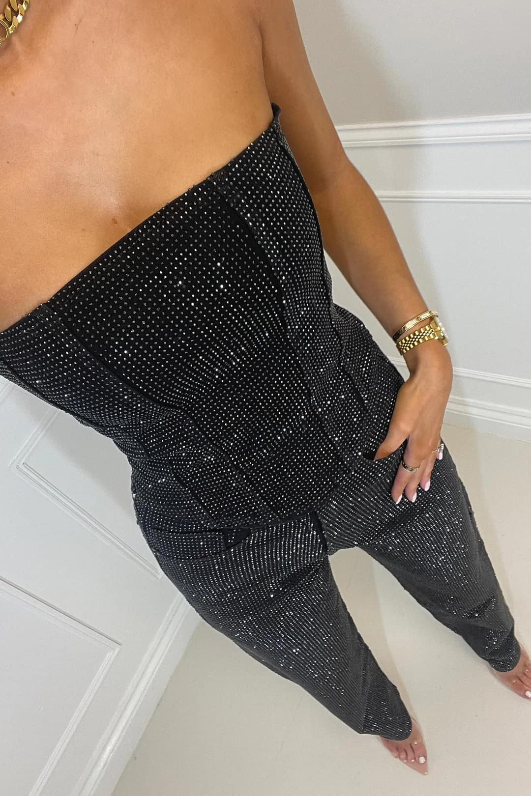 Cato | Elegante Strapless Jumpsuit - Trendy Look, Denim Stof