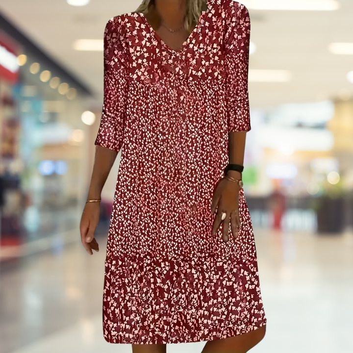 Dames Zomer Midi Jurk met Bloemenprint en V-Halslijn