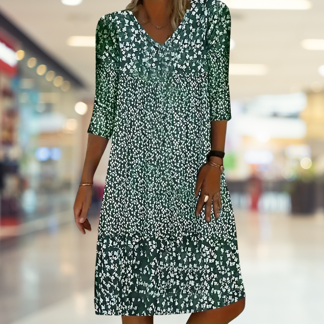 Dames Zomer Midi Jurk met Bloemenprint en V-Halslijn