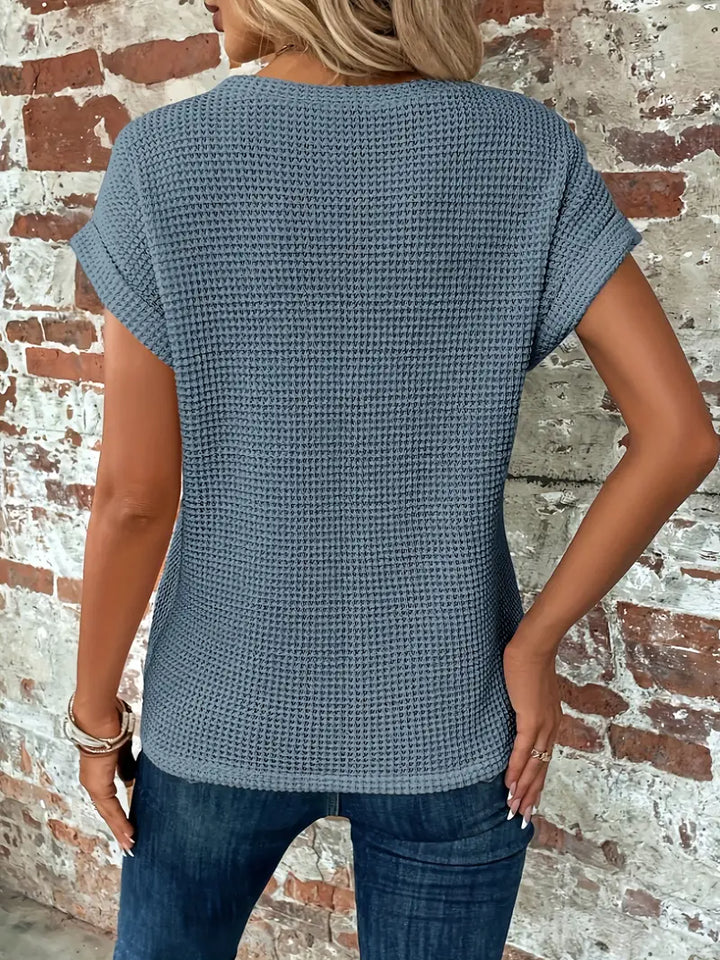 Dames Zomershirt met Korte Mouwen en Ronde Hals in Lichtgewicht Stof