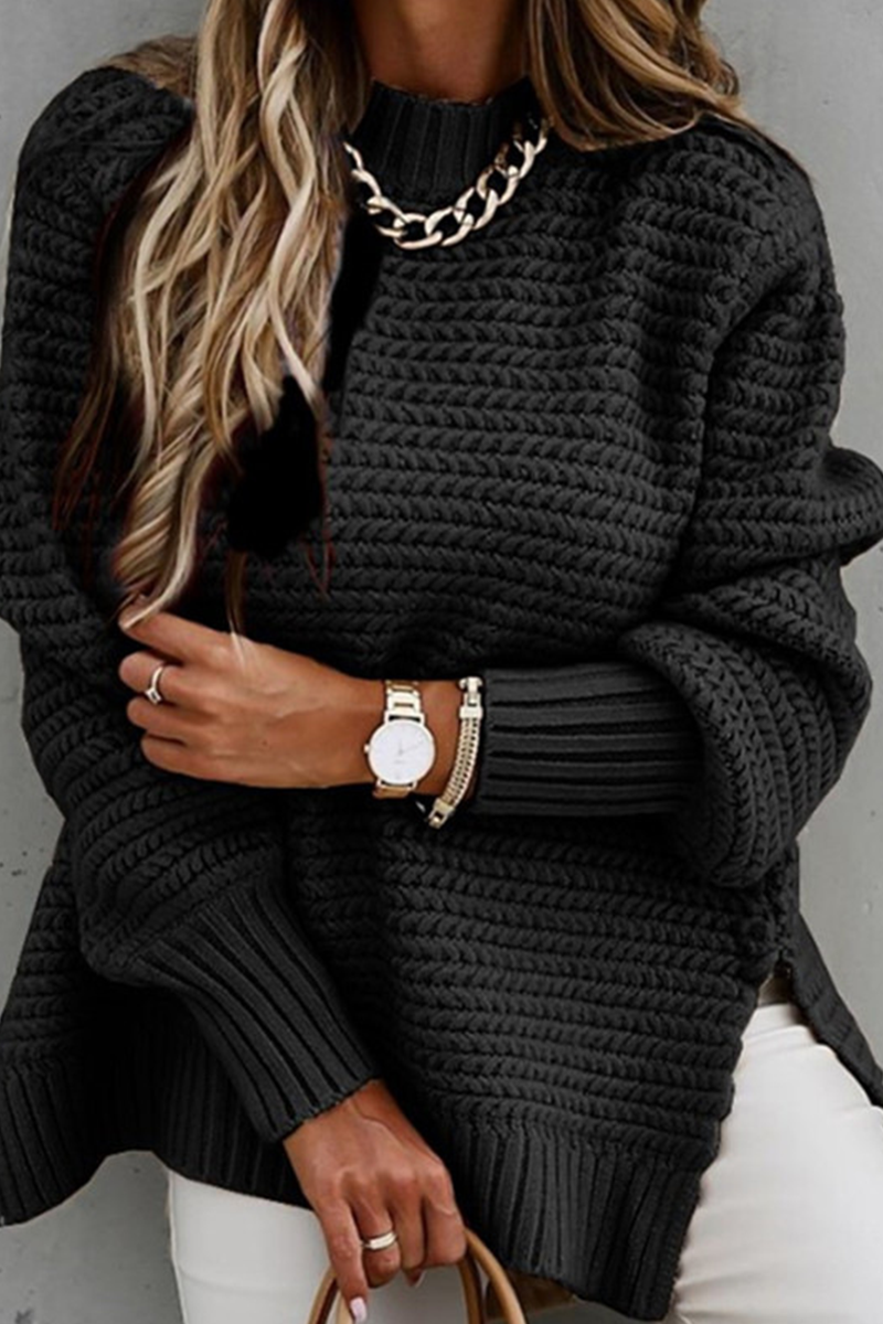 Casual Ronde Hals Kabel Gebreide Sweater voor Dames