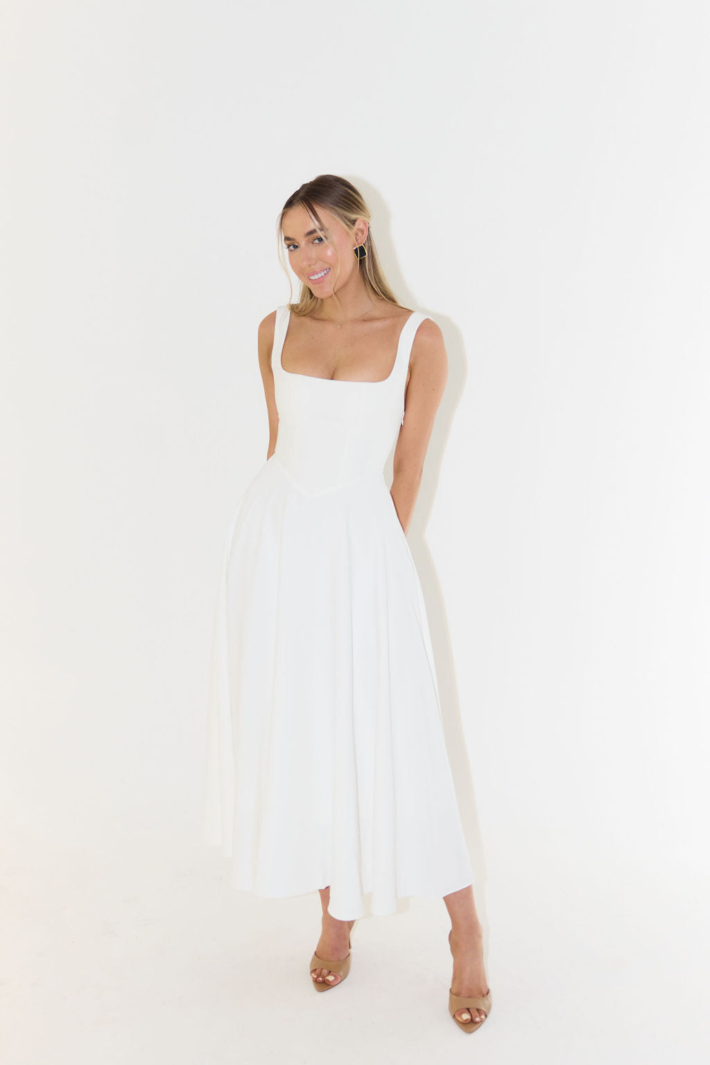 Paloma | Midi Jurk met Vierkante Hals