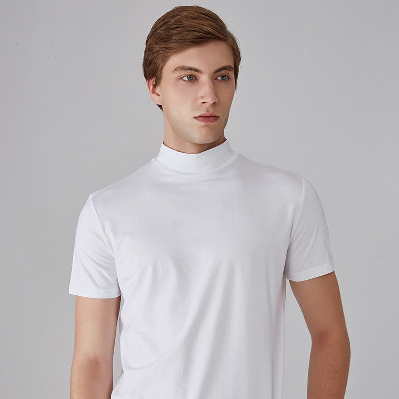 👕Heren slim-fit T-shirt met hoge hals