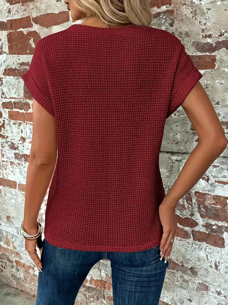 Dames Zomershirt met Korte Mouwen en Ronde Hals in Lichtgewicht Stof