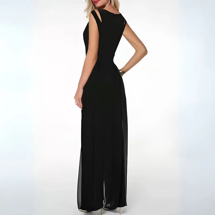 Dames Zomer Jumpsuit met Zonder Mouwen en Sheer Overlay