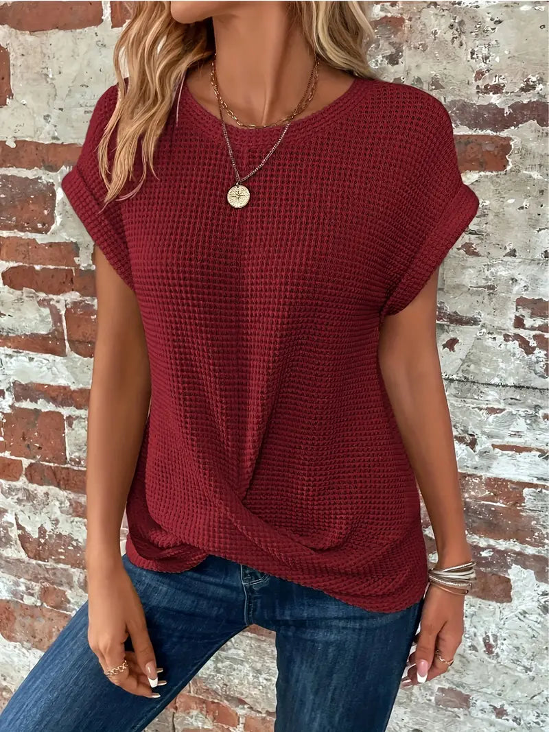 Dames Zomershirt met Korte Mouwen en Ronde Hals in Lichtgewicht Stof