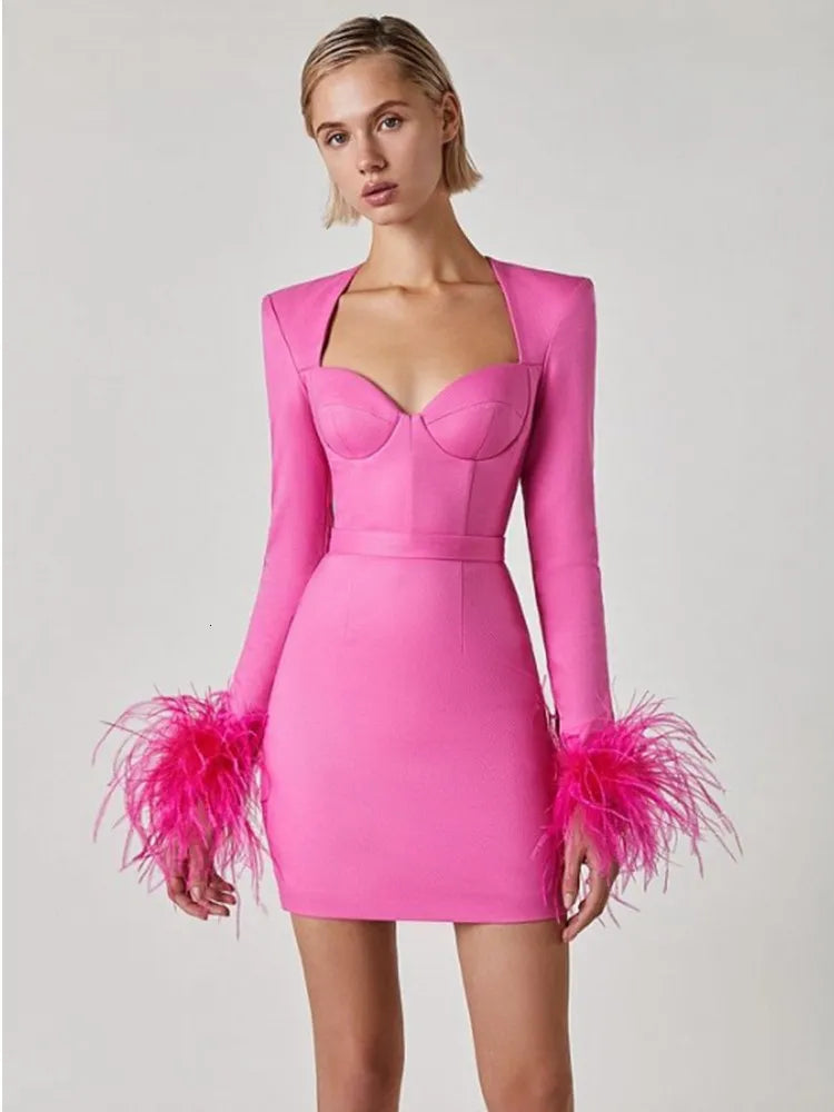 Sofia | Elegante Minikleid met Veerdetails