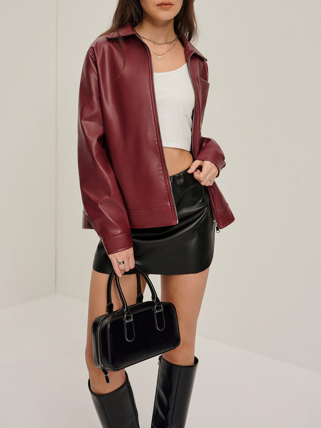 Anna | Elegante Kunstleder Blazer