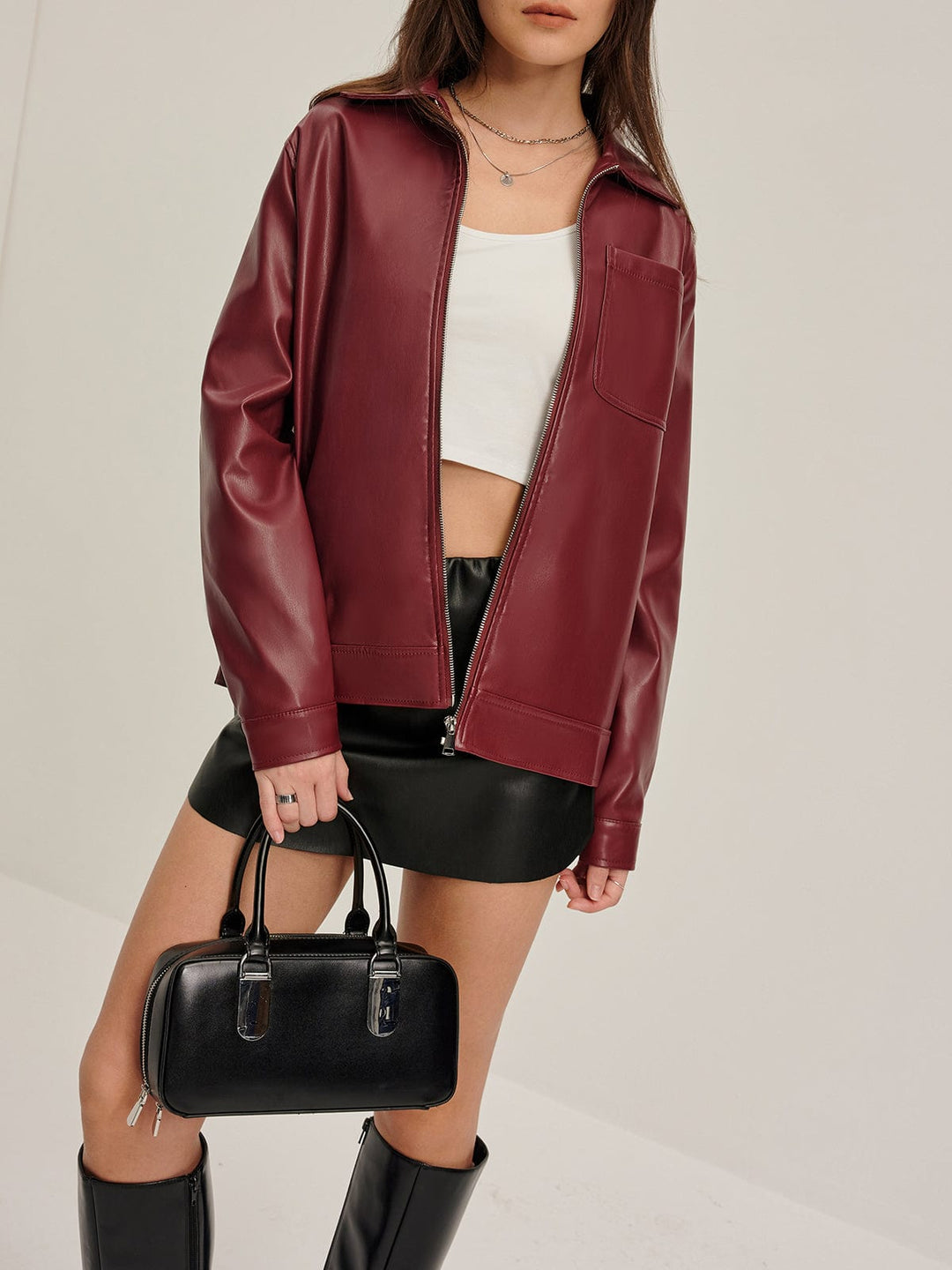 Anna | Elegante Kunstleder Blazer