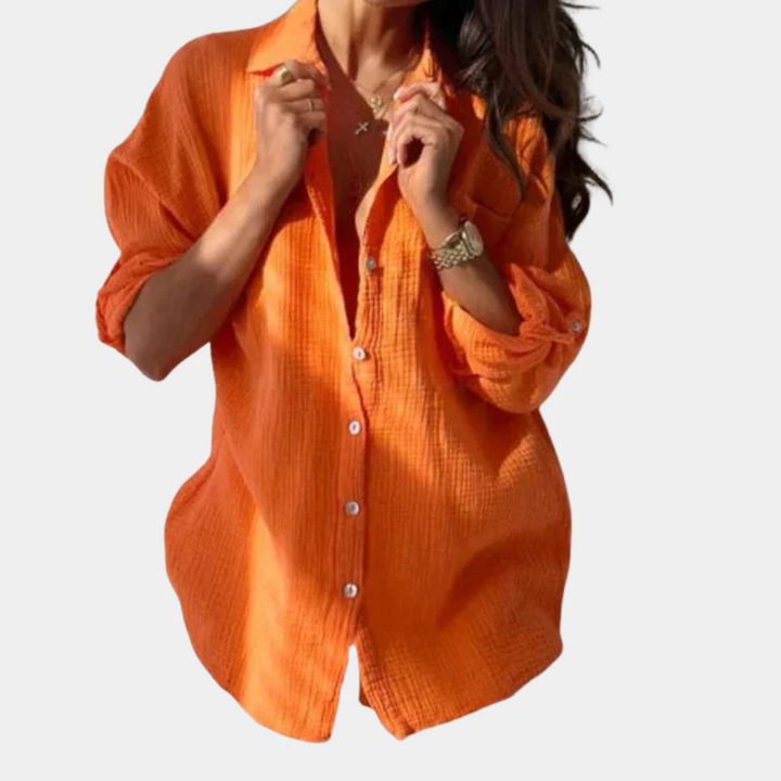 Dames Zomerblouse met Borstzak en Knopen