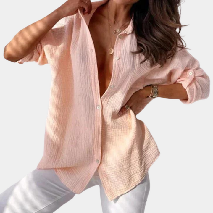 Dames Zomerblouse met Borstzak en Knopen
