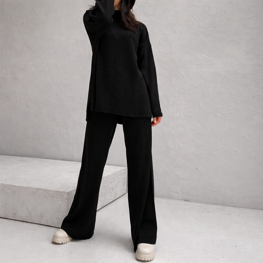 Nicola | Tweedelig Vrijetijdspak Dames - Comfortabele Stretch Stof met Hoge Taille