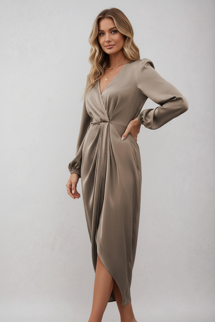 Diana | Wikkel Midi Jurk Dames - Elegante, Flatterend V-Halsontwerp