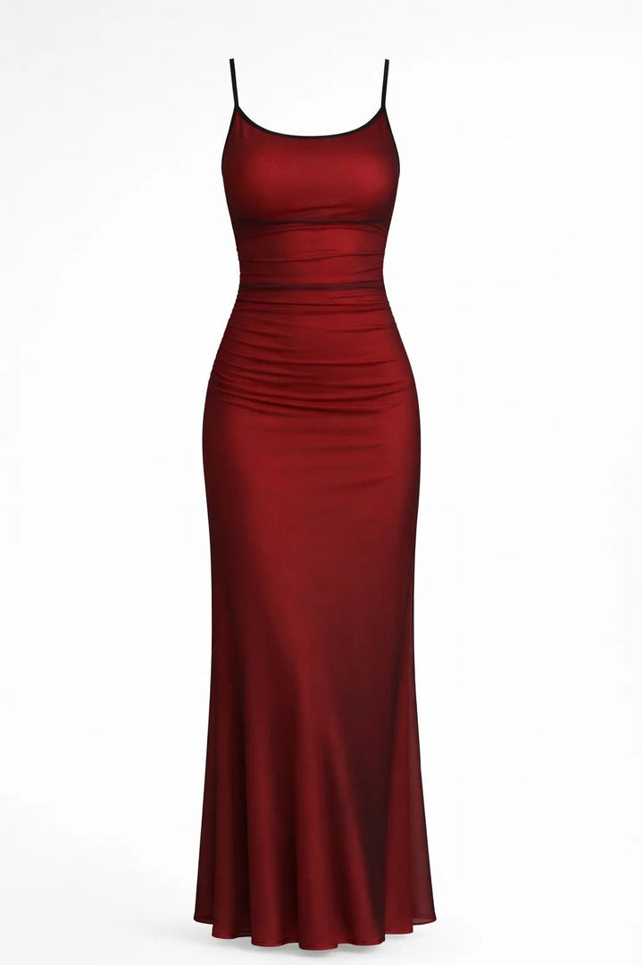 Donkerblauwe Bodycon Maxi Jurk met Bandjes