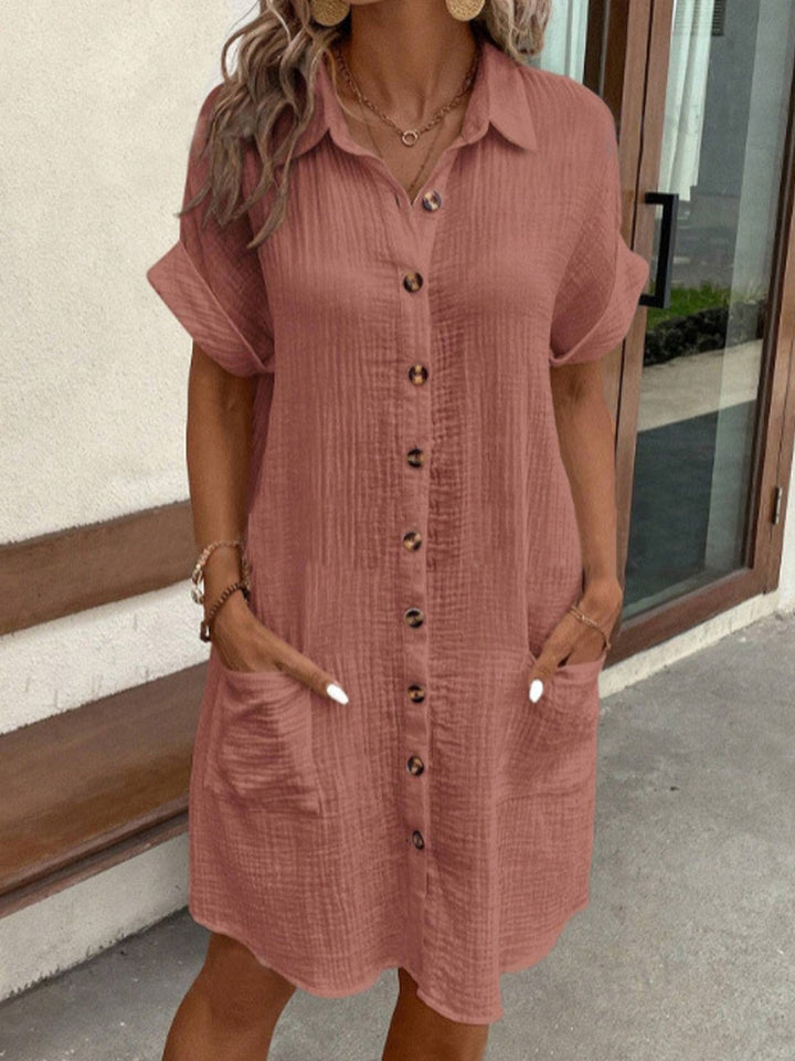 Nina | Zomerse Midi Jurk - Ademend Polo Design met Steekzakken