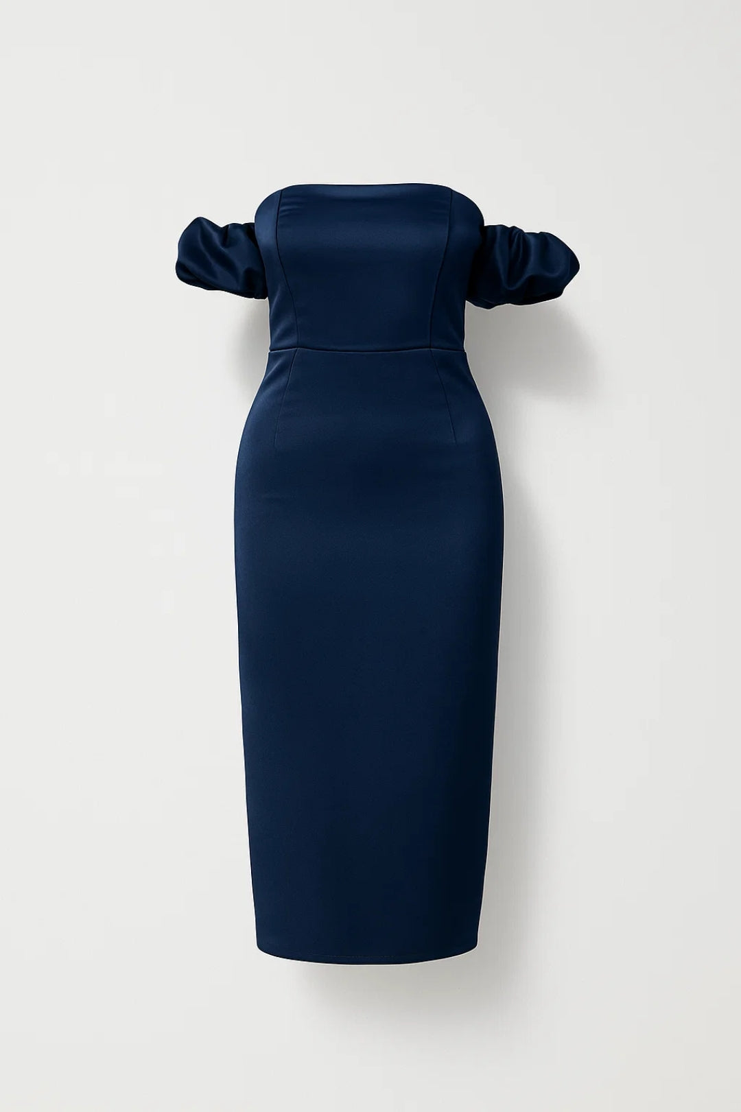 Donkerblauwe Off Shoulder Midi Jurk