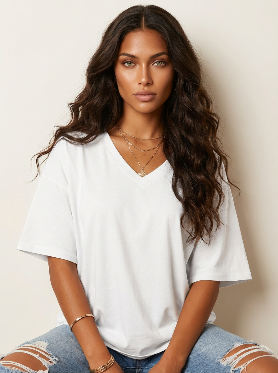 Oversized dames T-shirt met V-hals - Luna