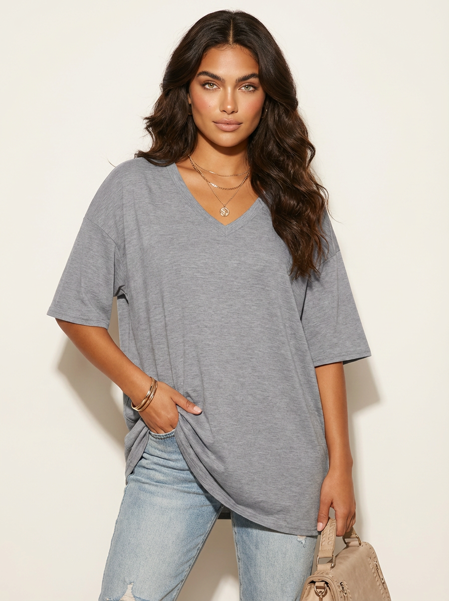 Oversized dames T-shirt met V-hals - Luna