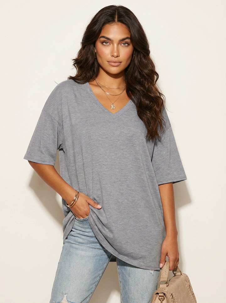 Oversized dames T-shirt met V-hals - Luna