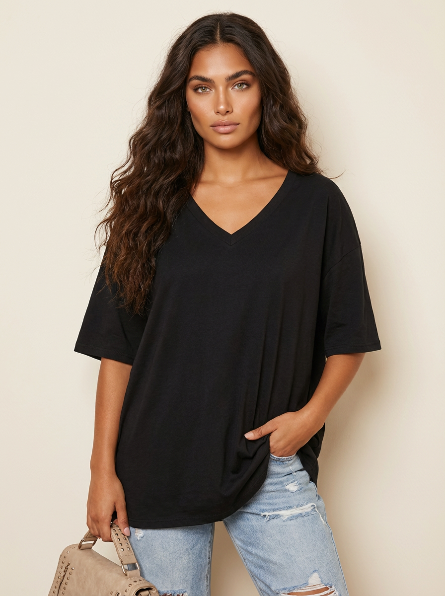 Oversized dames T-shirt met V-hals - Luna
