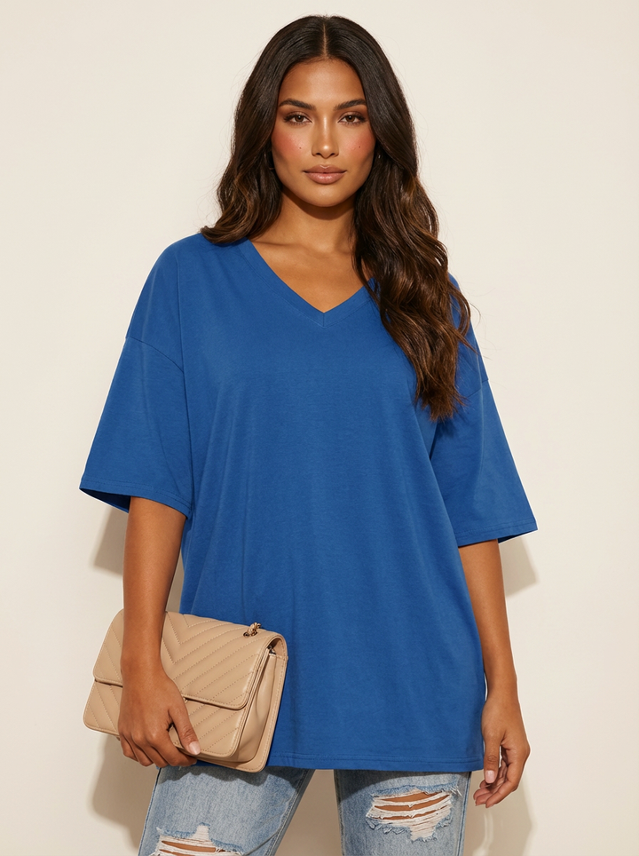 Oversized dames T-shirt met V-hals - Luna