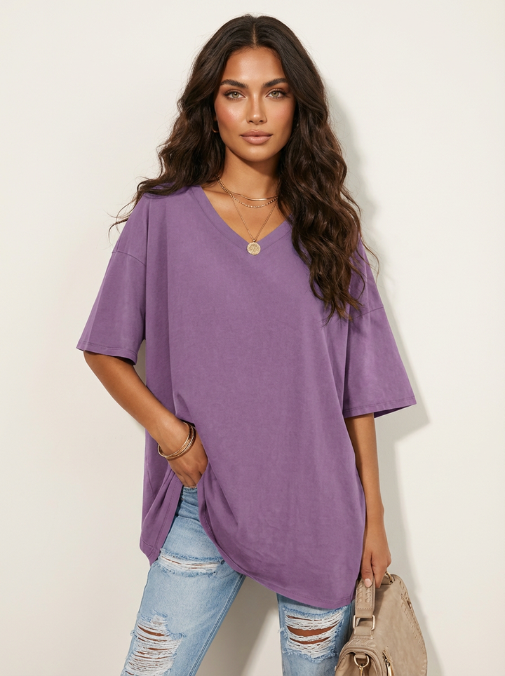 Oversized dames T-shirt met V-hals - Luna