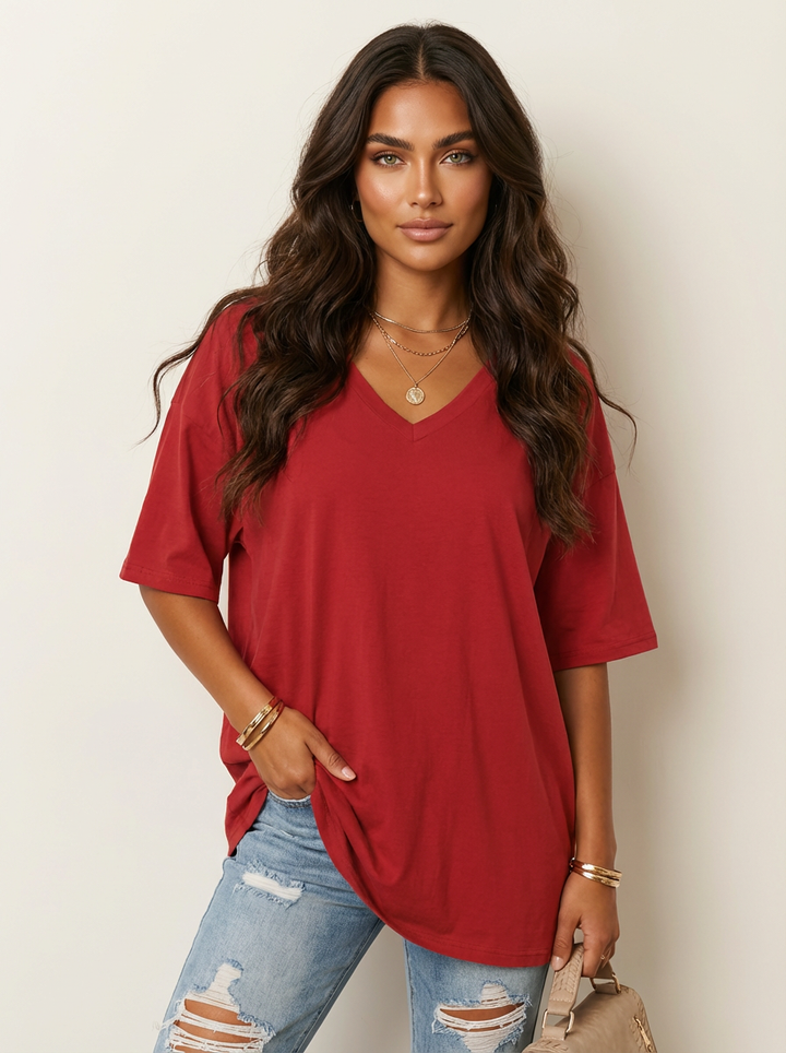 Oversized dames T-shirt met V-hals - Luna