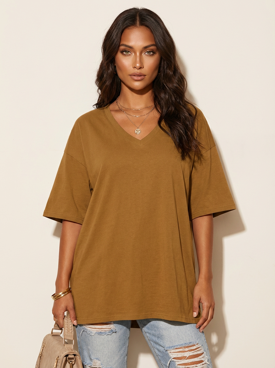 Oversized dames T-shirt met V-hals - Luna