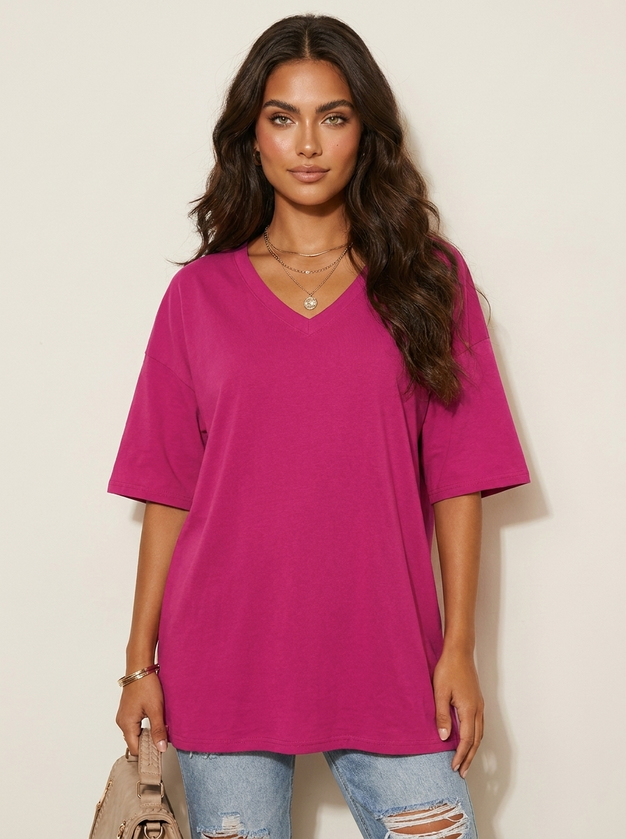 Oversized dames T-shirt met V-hals - Luna