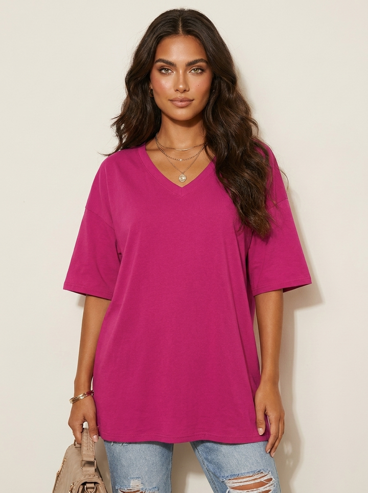 Oversized dames T-shirt met V-hals - Luna