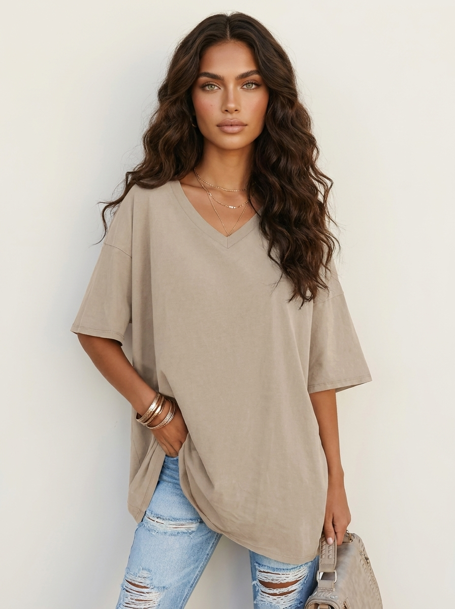 Oversized dames T-shirt met V-hals - Luna
