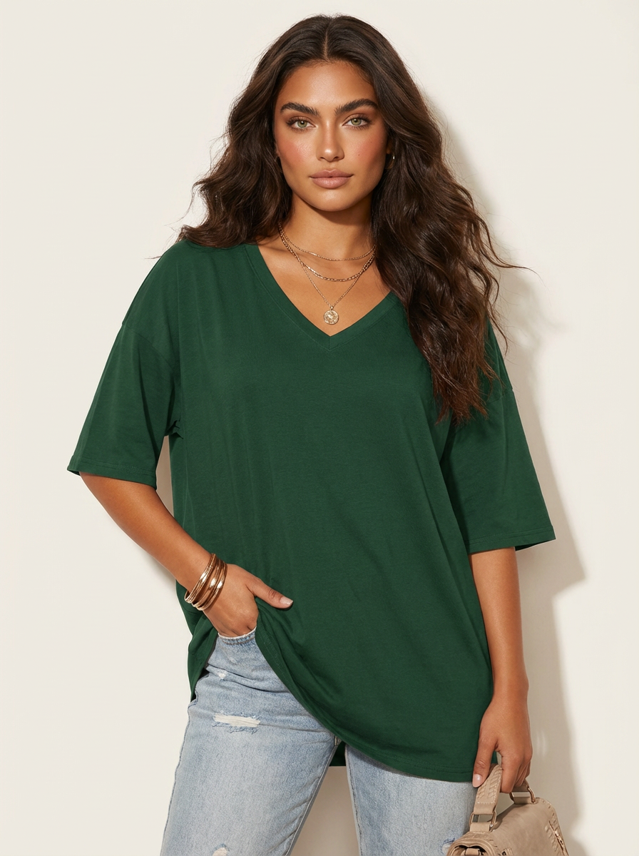 Oversized dames T-shirt met V-hals - Luna