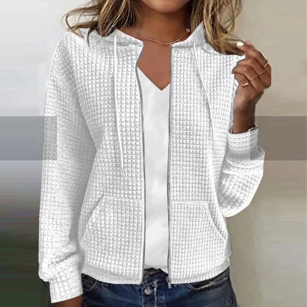 Capuchon Zip-Up Trui Met Zakken Voor Dames