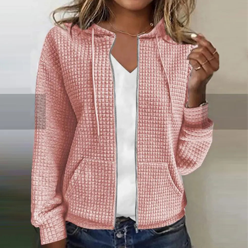 Capuchon Zip-Up Trui Met Zakken Voor Dames