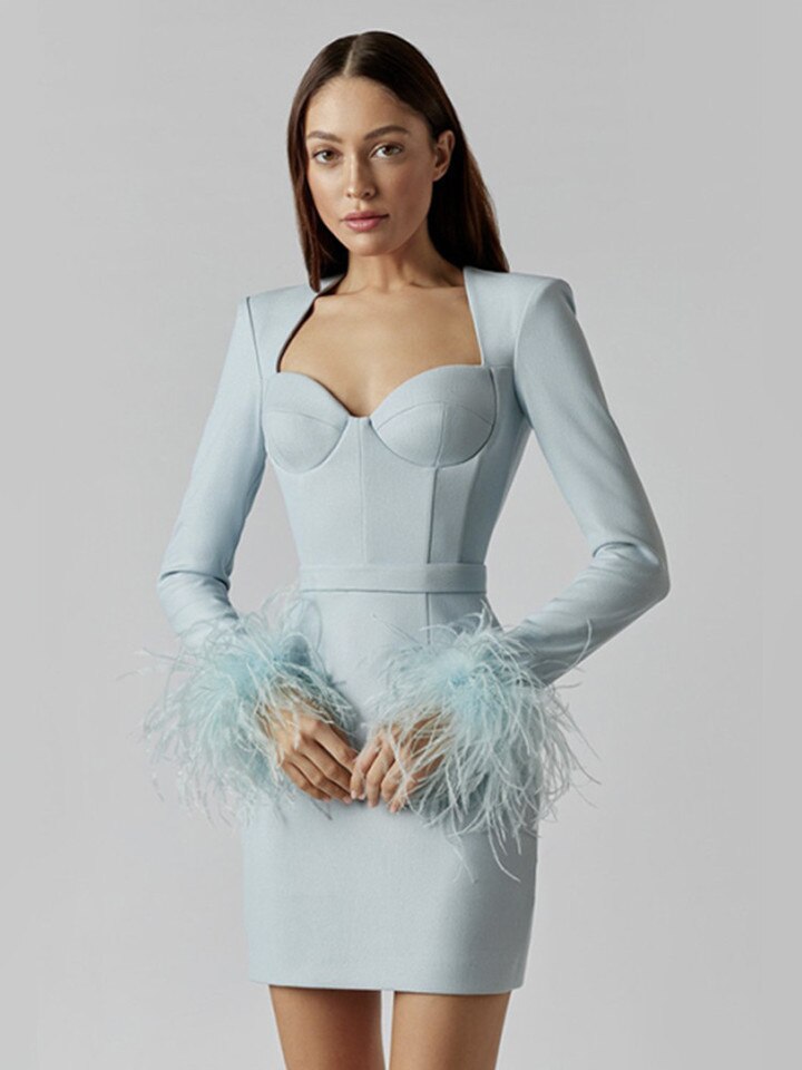 Sofia | Elegante Minikleid met Veerdetails