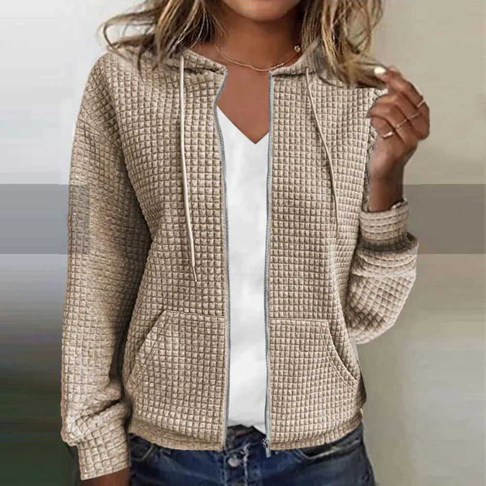 Capuchon Zip-Up Trui Met Zakken Voor Dames