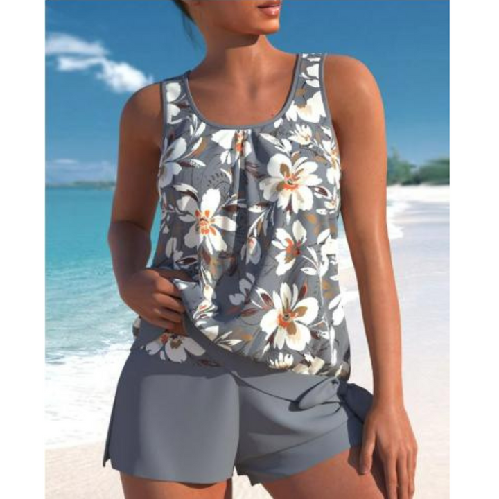 Dames Zomer Tweedelig Badpak met Bloementop en Short