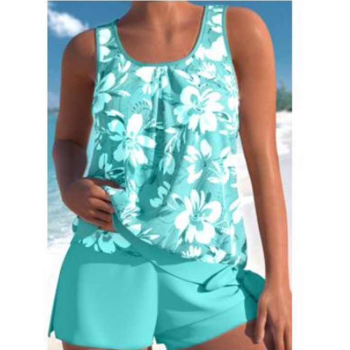 Dames Zomer Tweedelig Badpak met Bloementop en Short