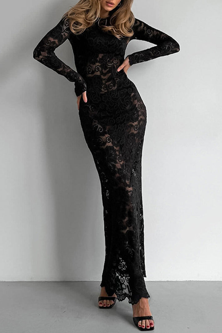 Vivian | Maxi Kanten Jurk - Elegant, Transparant Design
