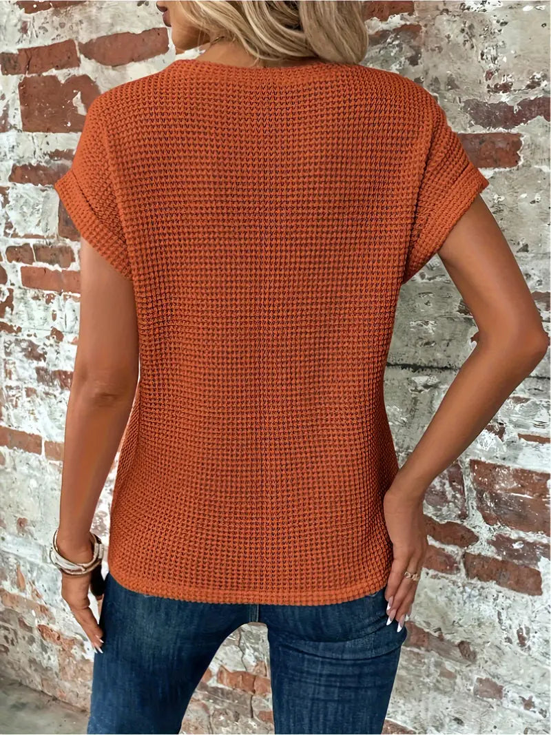 Dames Zomershirt met Korte Mouwen en Ronde Hals in Lichtgewicht Stof
