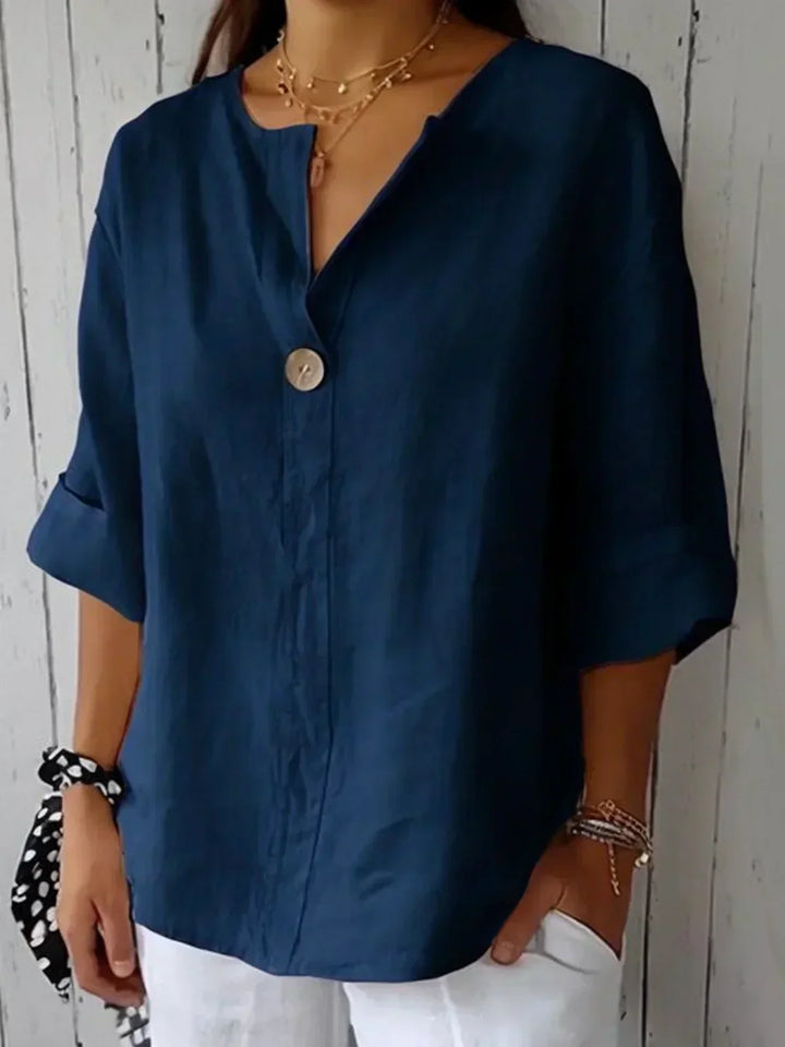 Dames Zomerblouse met V-hals en Knoopdetail