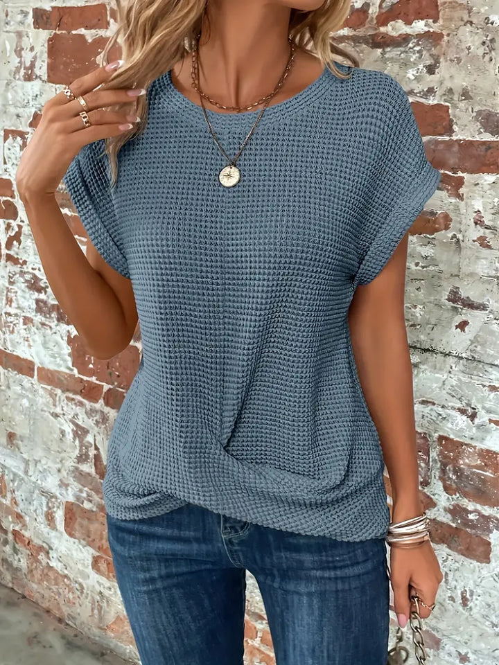 Dames Zomershirt met Korte Mouwen en Ronde Hals in Lichtgewicht Stof